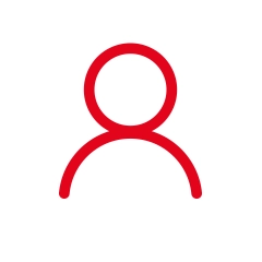 Kontakt Icon rot. Für den Fall, dass kein Bild der Person eingestellt werden soll oder kann.