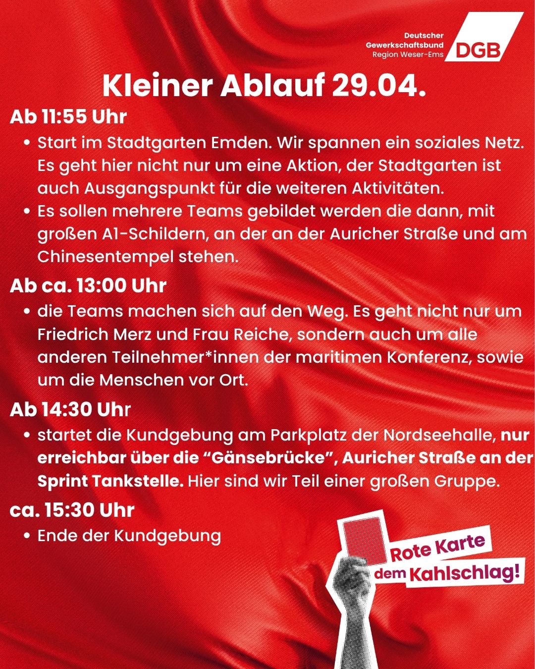 Rote Karte dem Kahlschlab